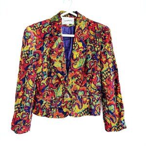 Vespucci Vintage Colourful Textured Fabric Cropped Blazer 42/S